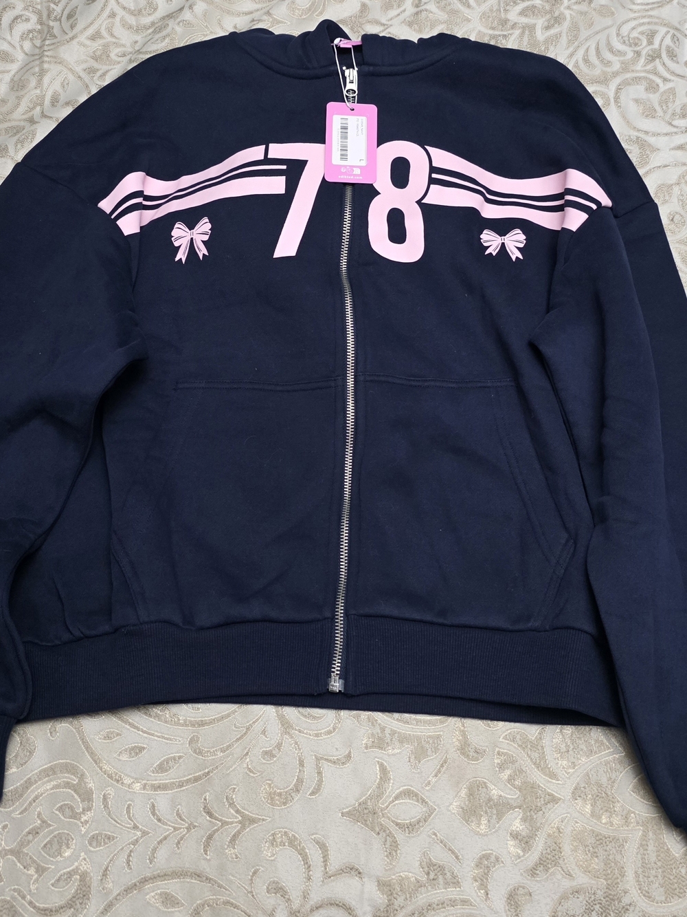 Edikted Navy Zip Hoodie NWT
